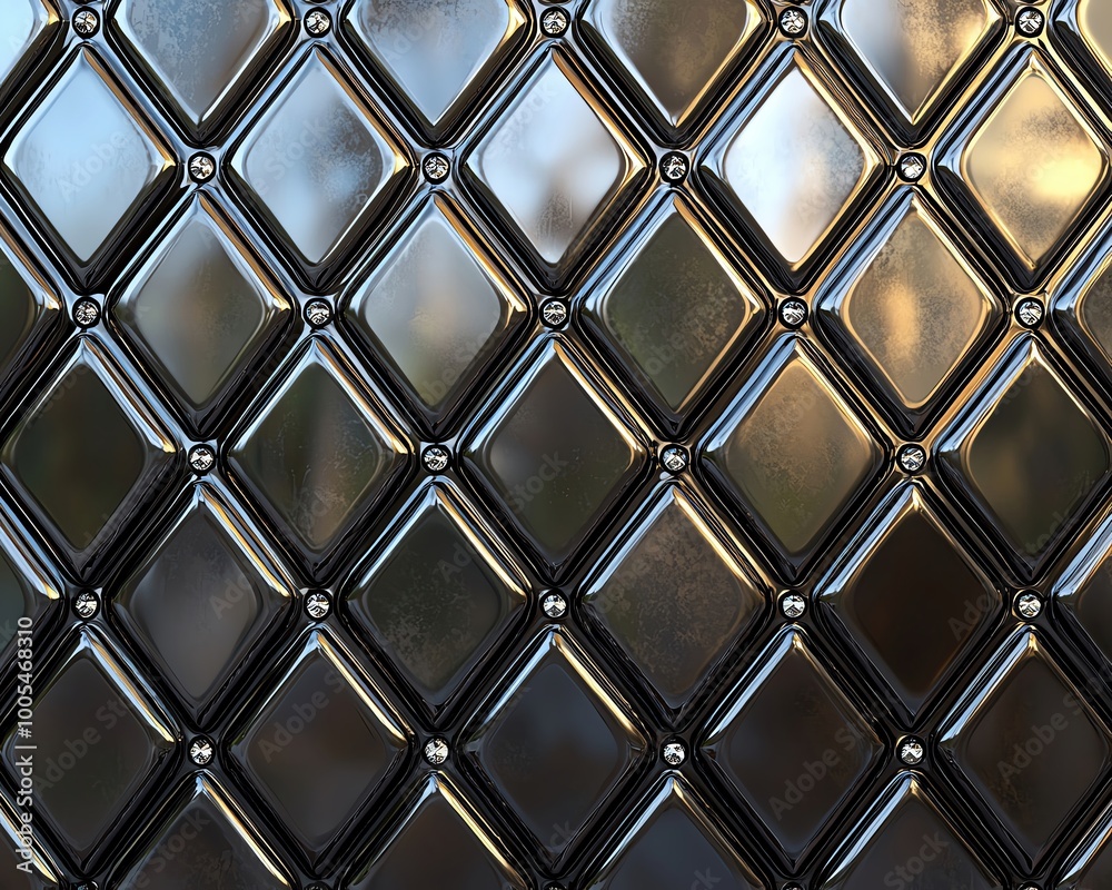 A Seamless Pattern of glossy diamondshaped tiles with a reflective surface, adding a modern and luxurious touch A Seamless Pattern of glossy diamondshaped tiles with a reflective surface, adding a modern and luxurious touch