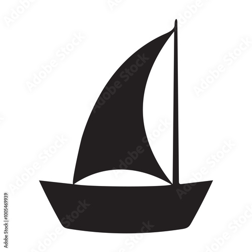 Sailing boat yacht silhouette black vector illustration.