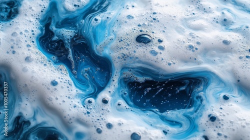 Abstract blue and white foam texture, dynamic