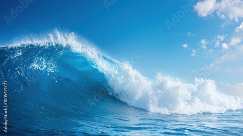 Powerful Tidal Wave Crashing Against Shoreline