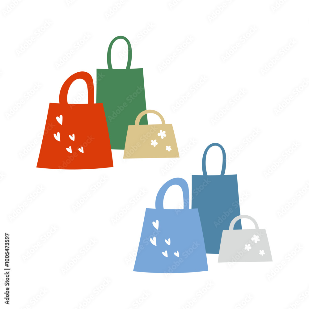 買い物の袋のイラストセット 買い物の袋のイラストセット