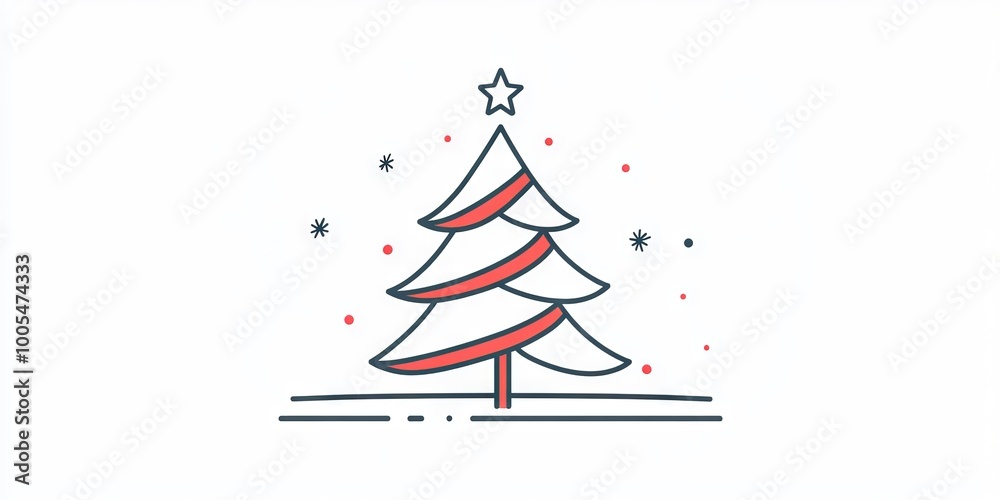 A Christmas tree with a star on top. The tree is red and white. The tree is a symbol of the holiday season A Christmas tree with a star on top. The tree is red and white. The tree is a symbol of the holiday season