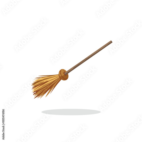 Classic Witch’s Broomstick Illustration – Perfect for Halloween and Magical-Themed Designs