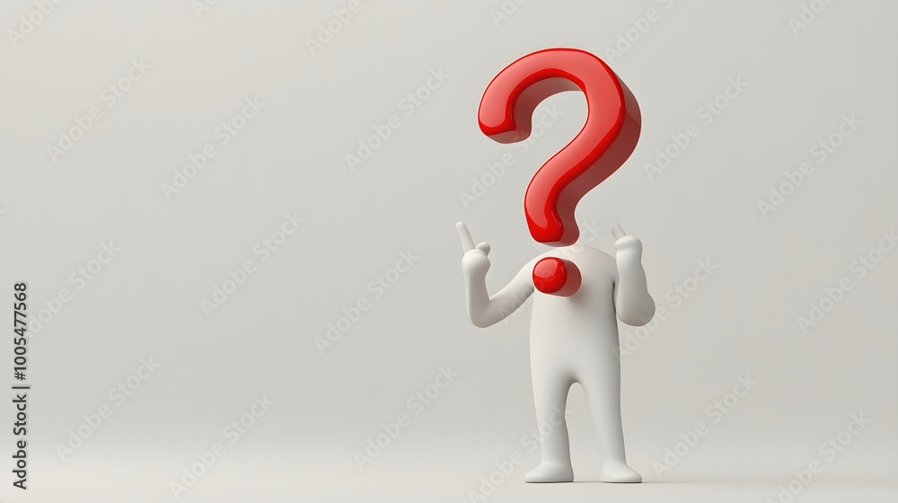 3d human with a red question mark. 3d human with a red question mark.