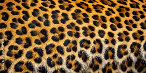 Close-up view of a wild feline's coat, showcasing a natural pattern of black spots on a warm brown and golden background, the fur soft and textured, revealing the beauty of nature's artistry.