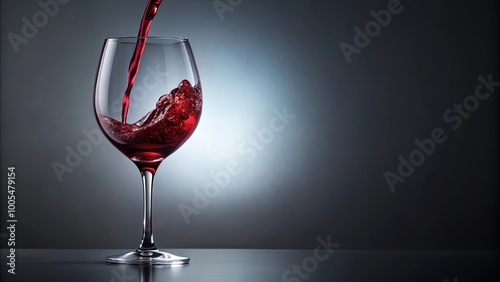 Wine Pouring into Glass, Creating a Crimson Wave