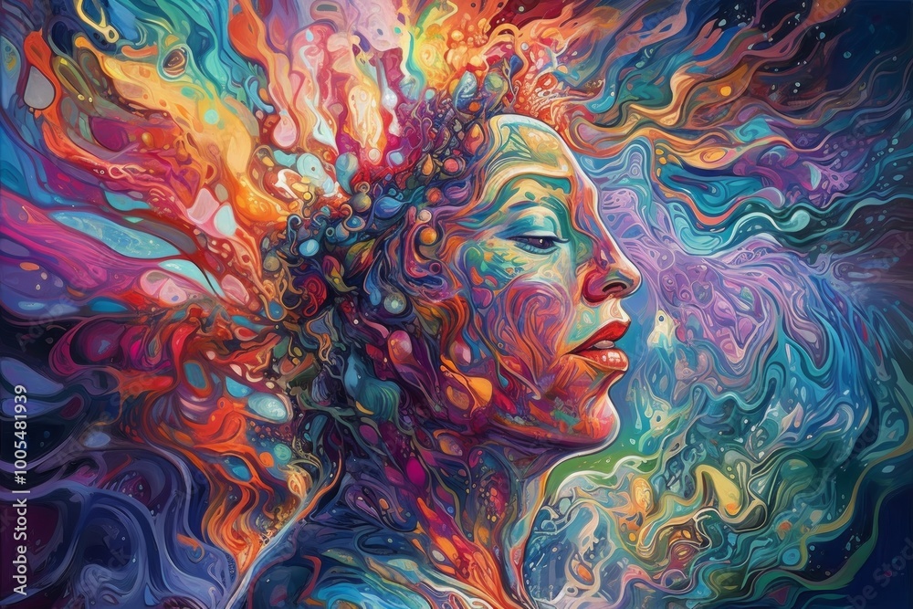 A vibrant, abstract portrait emphasizing creativity and emotion. A vibrant, abstract portrait emphasizing creativity and emotion.