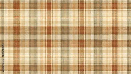 Panoramic cozy retro plaid background in muted earth tones for a vintage look