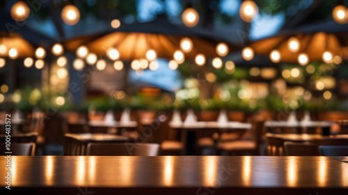 Blur image of restaurant with bokeh for background usage