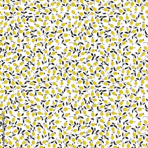 yellow ditsy floral texture print pattern white background