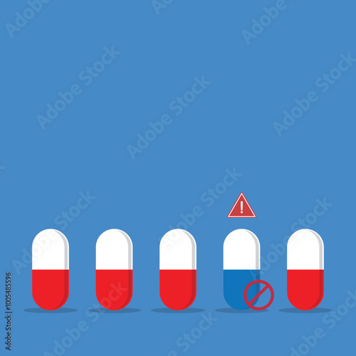 Fake medicine. Pill and tablet, criminal selling illegal drugs. Fake drugs, pharmaceutical. Symbolic for harmful counterfeit pills, risk and danger of illegal produced and sold pharmaceuticals.	