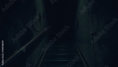 Creepy Staircase Leading into Darkness