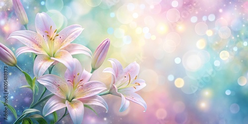 Delicate Lily Blossoms Against a Shimmering Bokeh Background