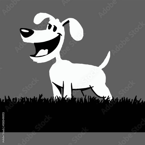 Vector dog icon, smiling dog silhouette