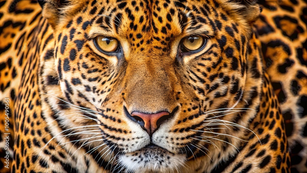 Fototapeta premium Close-up of a wild cat's intense gaze, revealing the captivating beauty and intricate details of its coat