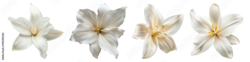 White vanilla flower isolated on transparent background