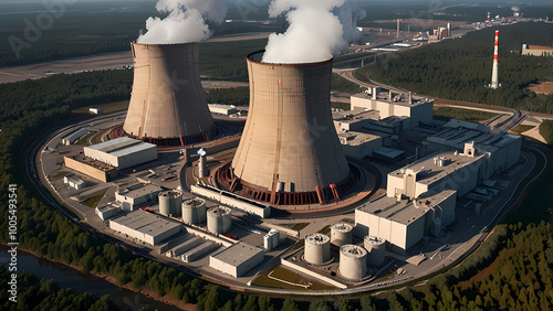 highly detailed image of a nuclear power plant reactor