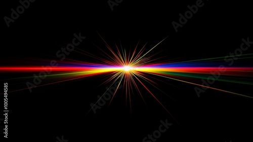 A vibrant burst of light emanating from a central point, creating a colorful explosion effect against a black background.
