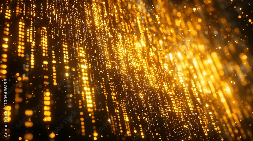 Naklejka premium Abstract Background of Gold and Black with Glittering Bokeh
