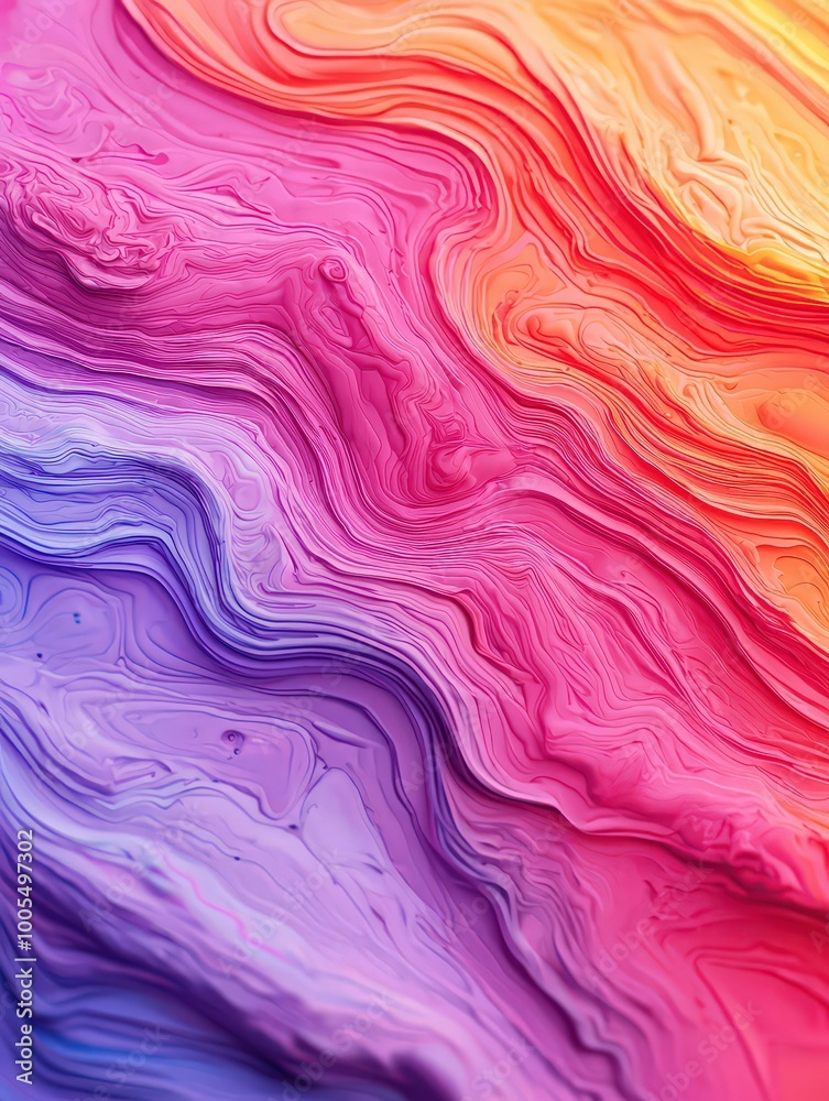 Obraz premium Vivid abstract texture with swirling layers of pink, purple, and orange hues, creating a mesmerizing and dynamic visual effect.