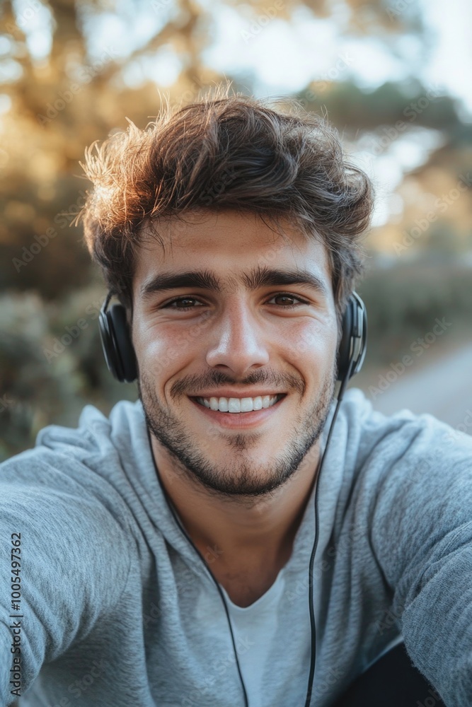 Man Wearing Headphones