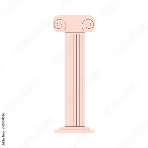Vector illustration with a large vintage marble column isolated on a white background