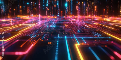 abstract technology background with glowing lines and dots