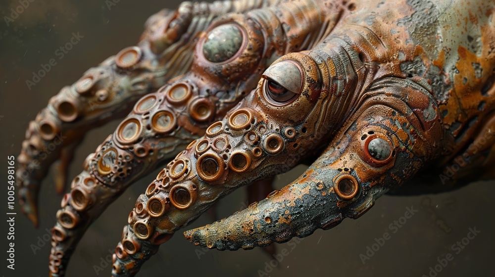 Close-Up of a Tentacled Creature with Multiple Eyes Close-Up of a Tentacled Creature with Multiple Eyes