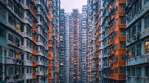 Wallpaper Mural Vibrant urban landscape featuring towering residential buildings, showcasing architectural diversity and city life. Torontodigital.ca