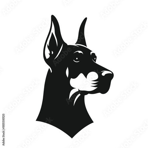 Vector of Doberman Dog, black on white background