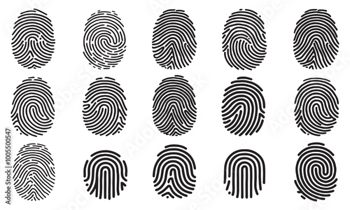 set of finger print fingerprint lock secure security logo vector icon