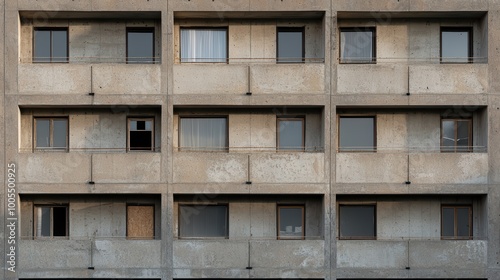 Abstract Brutalist Architecture Background with Geometric Concrete Patterns