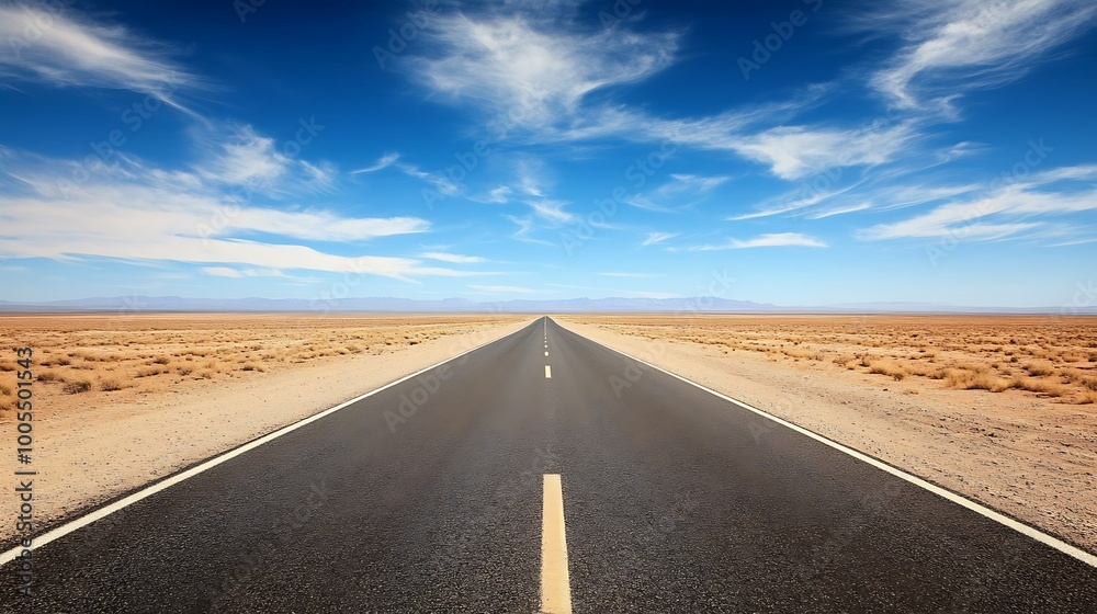 Naklejka premium Asphalt Road Leading Through the Desert