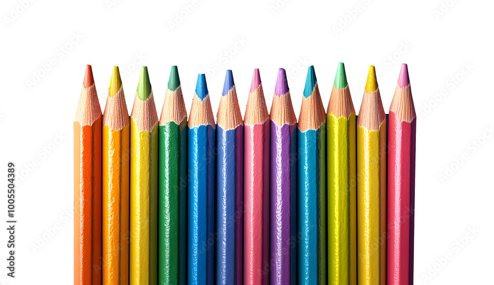 Set of Colorful Pencils in a Row Isolated on a Transparent Background Set of Colorful Pencils in a Row Isolated on a Transparent Background