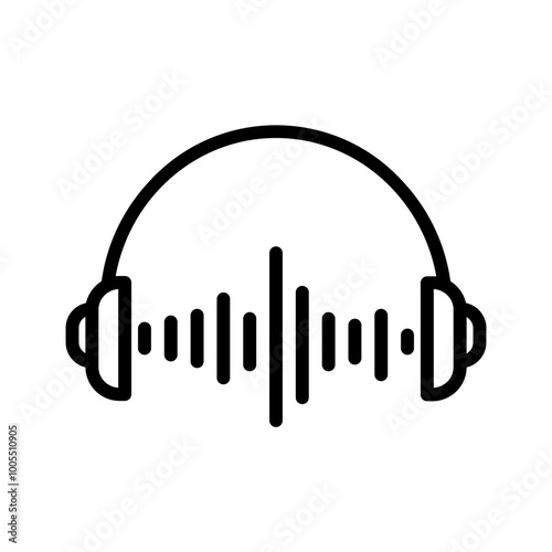 Vector black line icon for Soundwave