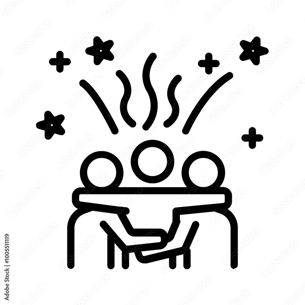 Vector black line icon for Joyous Vector black line icon for Joyous