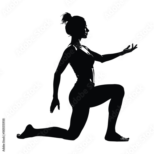 Woman in Warrior Pose Silhouette, Flexible Strong Woman Silhouette