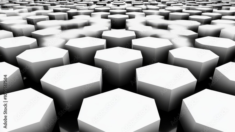 Obraz premium Pattern of hexagonal tiles on a bathroom floor, showing clean and minimalistic texture details