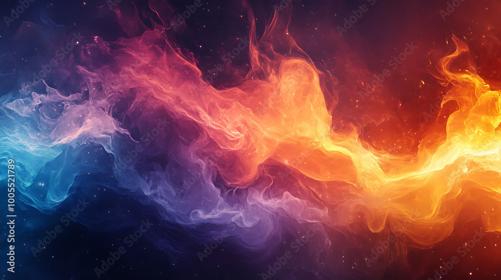 Abstract background with blue and orange flames in the sky. Abstract background with blue and orange flames in the sky.