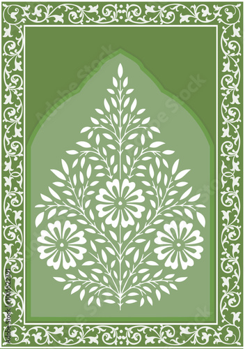 Indian floral ornament. Mughal floral traditional ornament with arch and motif borders. Floral Wall Art Wall Frame illustrations.