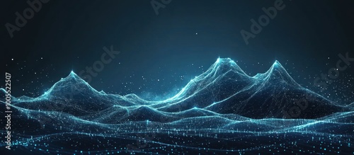 Abstract Digital Landscape with Glowing Peaks