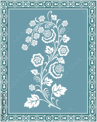 Indian floral ornament. Mughal floral traditional ornament with arch and motif borders. Floral Wall Art Wall Frame illustrations.