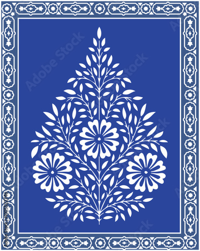 Indian floral ornament. Mughal floral traditional ornament with arch and motif borders. Floral Wall Art Wall Frame illustrations.