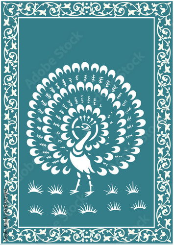 Indian floral ornament. Mughal floral traditional ornament with arch and motif borders. Floral Wall Art Wall Frame illustrations.