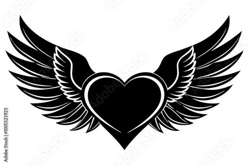 heart with cupid wings silhouette