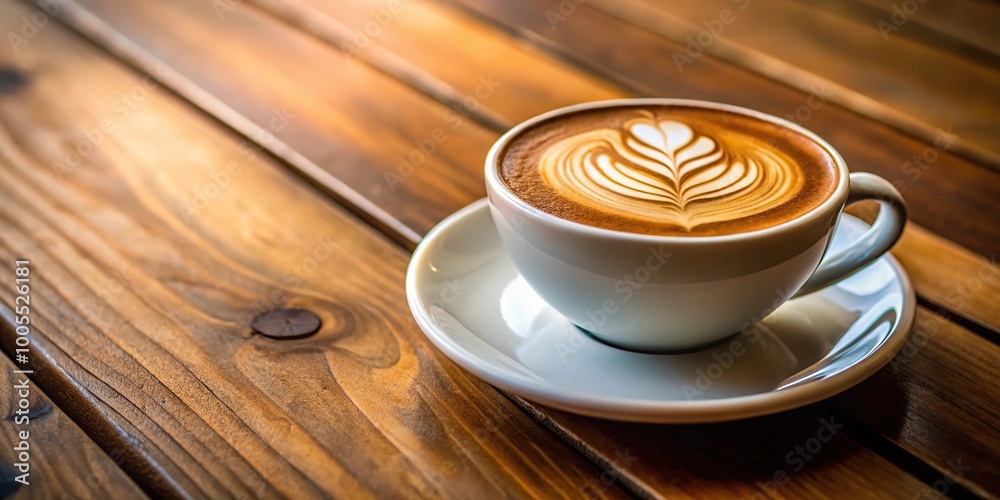Piccolo latte coffee with latte art on wooden table background Piccolo latte coffee with latte art on wooden table background