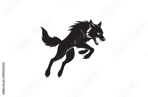 Angry wolf silhouette vector illustration, Angry wolf vector