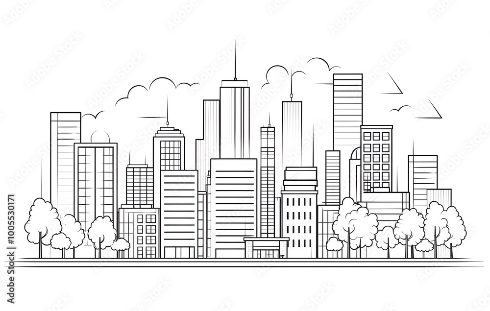 Naklejka premium Lines, buildings, buildings, many buildings