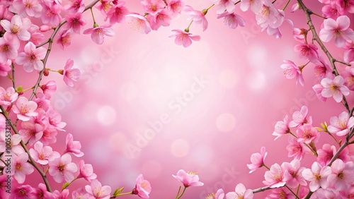 Wallpaper Mural Pink cherry blossom frame with blurred background Torontodigital.ca