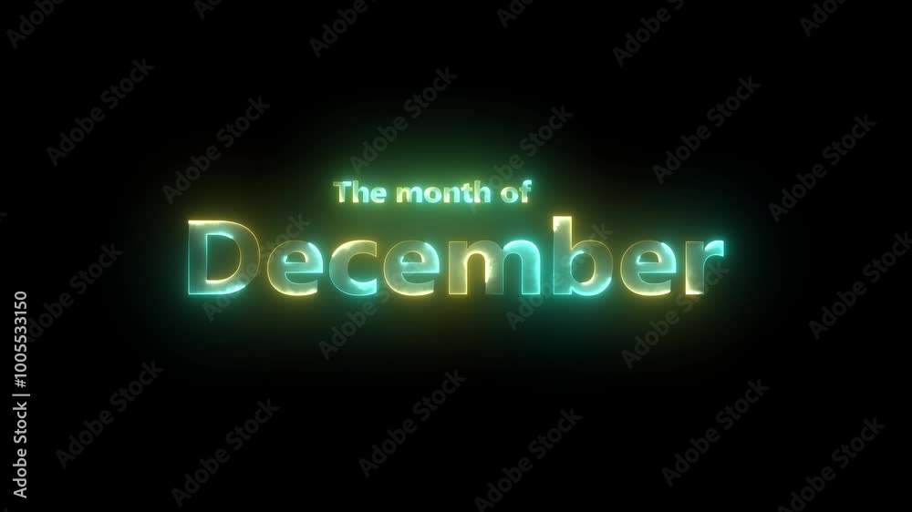 Abstract glowing text month December various neon color background. February text neon animation on black background Abstract glowing text month December various neon color background. February text neon animation on black background